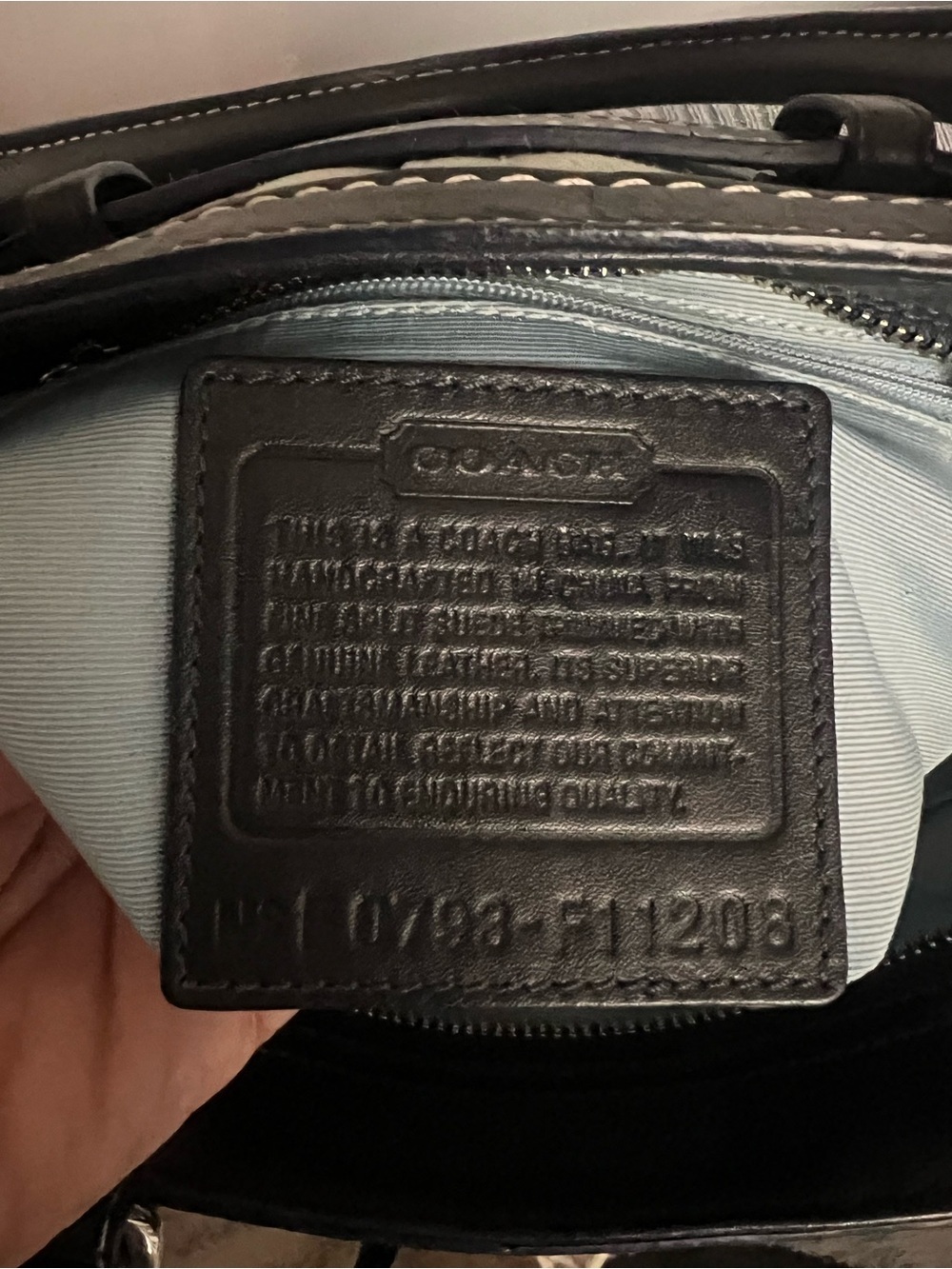 Coach Light Blue Suede & Navy Leather Hampton Satchel 2007 - Picture 11 of 14